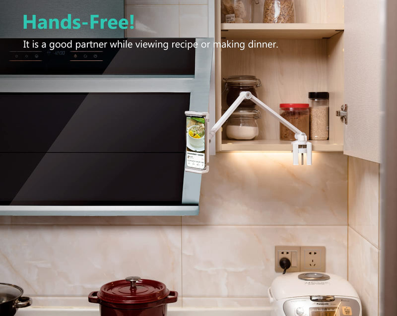 Surface Pro Mount, Tablet Holder, Inifispce Multi-Angle Adjustable Tablet Stand Holder for 4.7''- 13'' Screen Microsoft Surface Pro Series, iPad Pro 11 / 12.9, iPad, Mini, Air and More (White) White