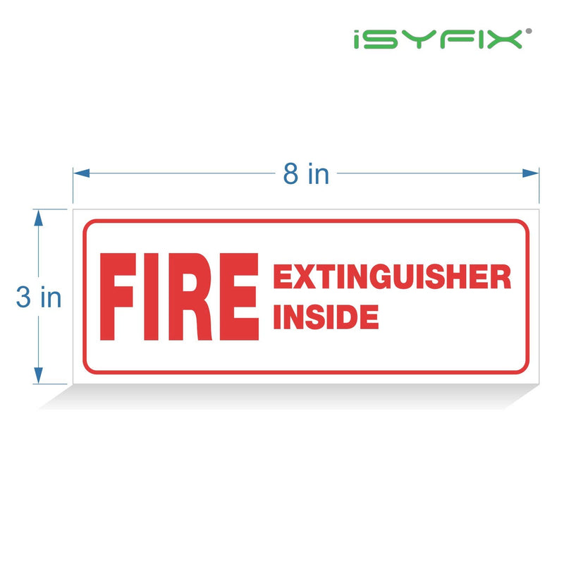 Fire Extinguisher Inside Signs Stickers – 4 Pack 8x3 Inch – Premium Self-Adhesive Vinyl, Laminated for Ultimate UV, Weather, Scratch, Water and Fade Resistance, Indoor and Outdoor WHITE