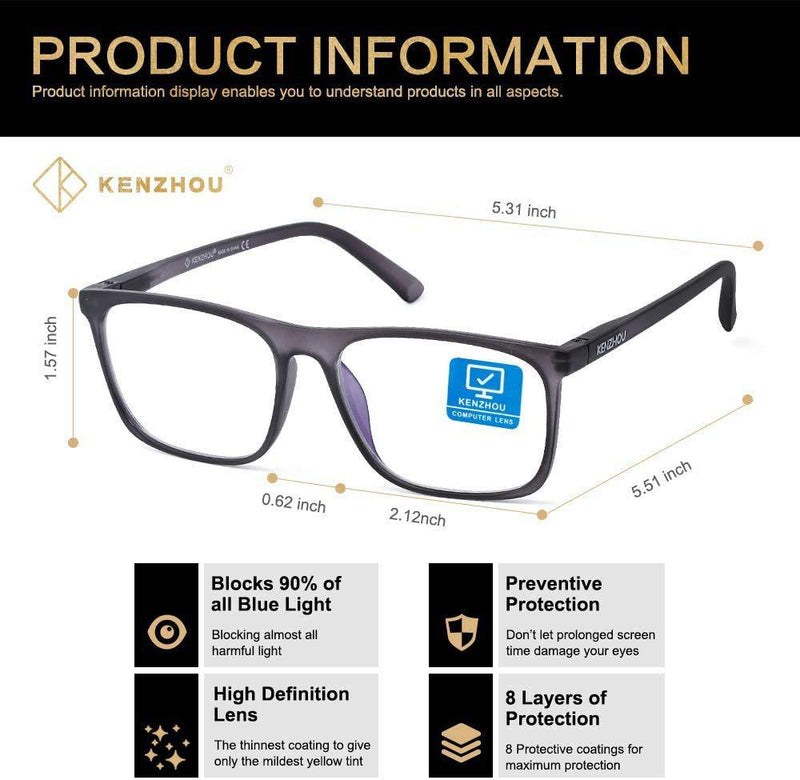 Blue Light Blocking Computer Gaming Glasses 2 Pack Anti Glare Eyestrain Men/Women Dark Blue&black