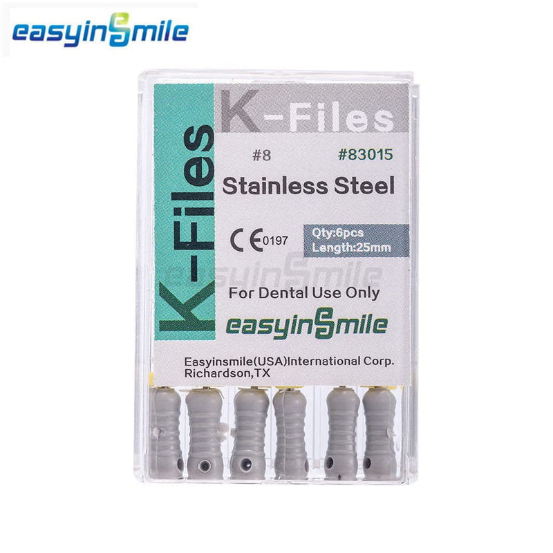 Dental 5 Boxes Endodontic Root Canal Hand K Files Stainless Steel Endo Root Canal Files (8#) 8#