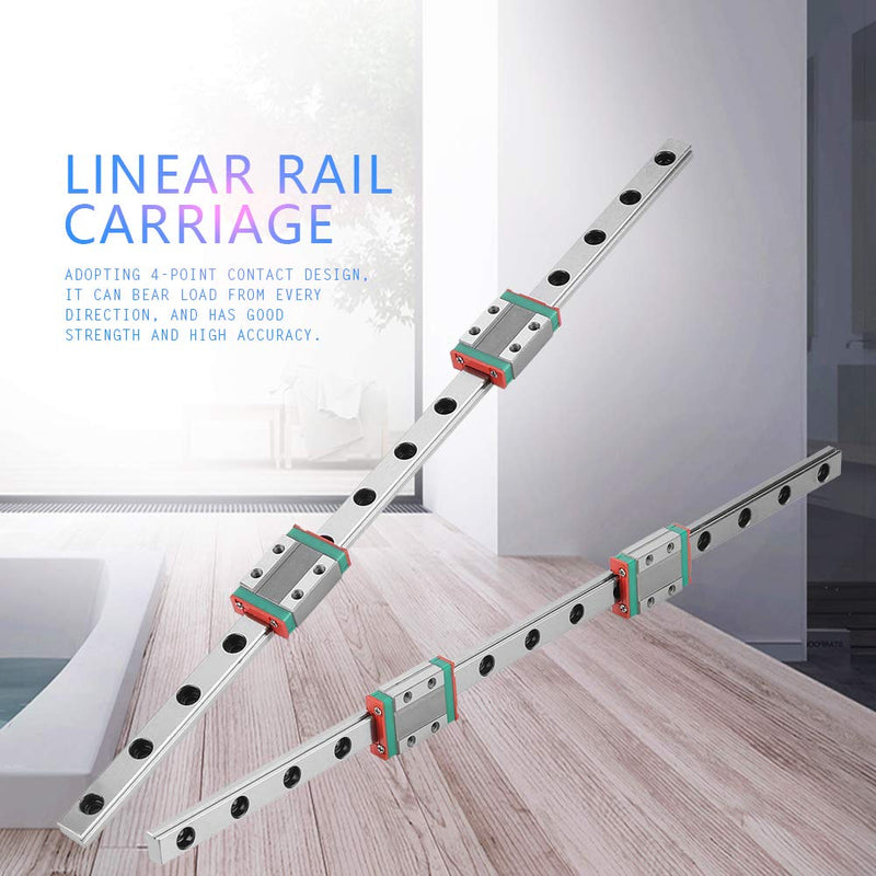 Linear Guide Rail, MGN9B 300mm Bearing Steel Linear Guide Rail with 2 Piece Linear Guide Block for Most Automatic Appliances