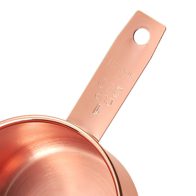 4-Piece Set of Stainless Steel Measuring Cup Set - Copper-Plated Metal Measuring Cups, Precision Measuring Cup Set for Baking, Cooking, Dry and Liquid Ingredients