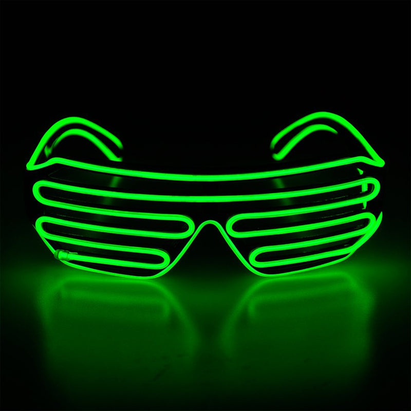 Aquat Glow Flashing Shutter Neon Rave Glasses El Wire LED Sunglasses Light Up DJ Costumes Voice Activated for Party, 80s, EDM RB02 (Light Green, Black Frame) Fluorescent Green