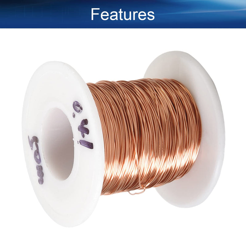 Heyiarbeit 25 AWG Magnet Wire Enameled Copper Wire Enameled Magnet Winding Wire 164 ft 0.0161" Diameter Temperature Rating 155℃ Magnetic Coil for Motors Transformers Inductors Inner Dia: 0.41mm,Length: 164Ft 1