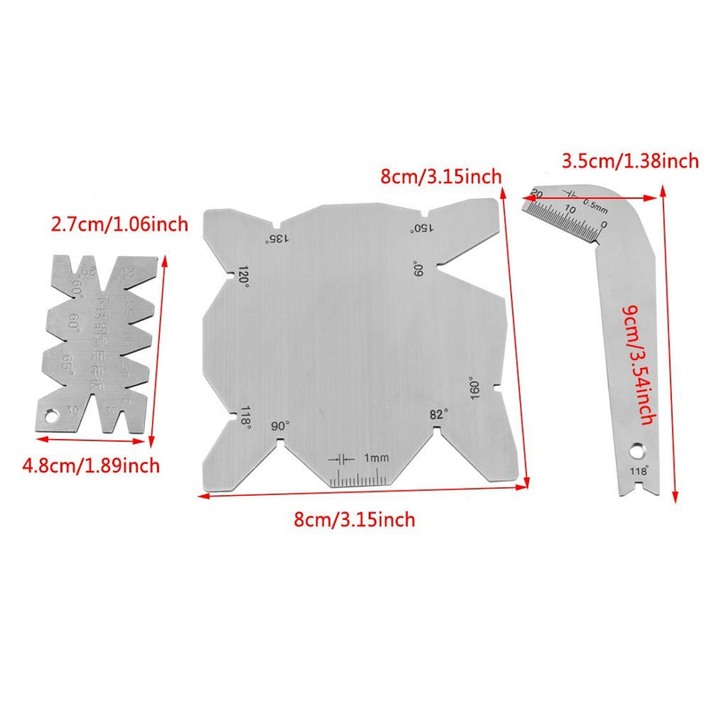 Angle Gauge Drill Bits, 3Pcs S/S Angle Gauge Measurement Drill Sharpener Tool Set Including Drill Diameter, Drill Bits and General Angle Gauge with Case