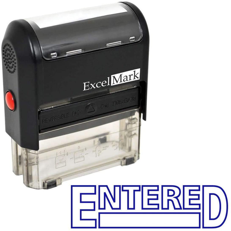 Entered - ExcelMark Self-Inking Rubber Stamp - A1539 Blue Ink