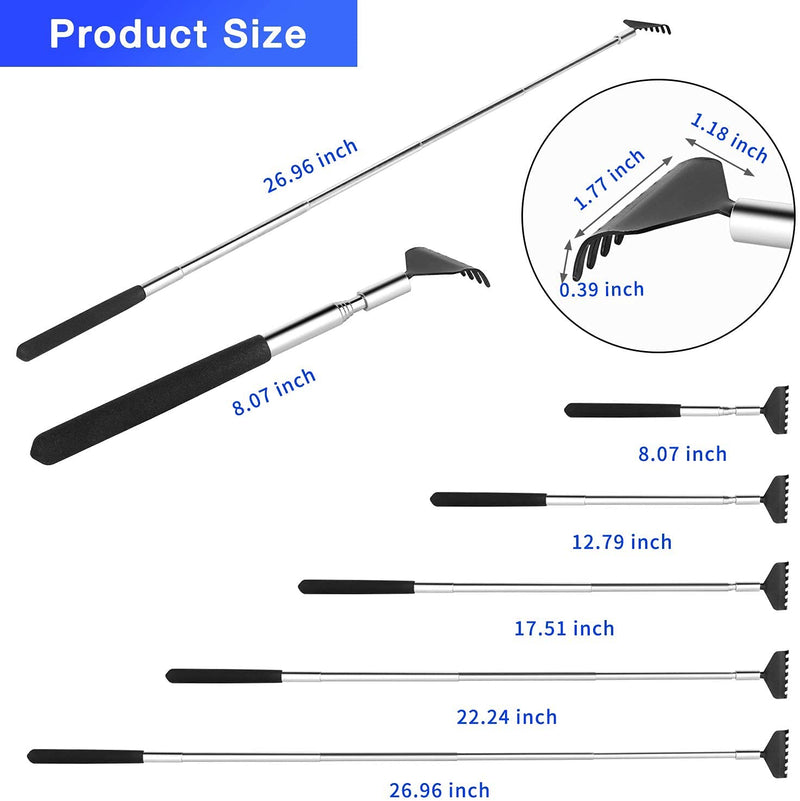 2 Pack Portable Extendable Back Scratcher, Kuvvfe Stainless Steel Telescoping Back Scratcher with Beautiful Gift Packaging