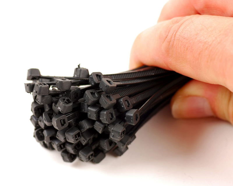 100 Qty 4 Inch Black Nylon 18 lb Cable Zip Ties | Made in The USA | BCP895