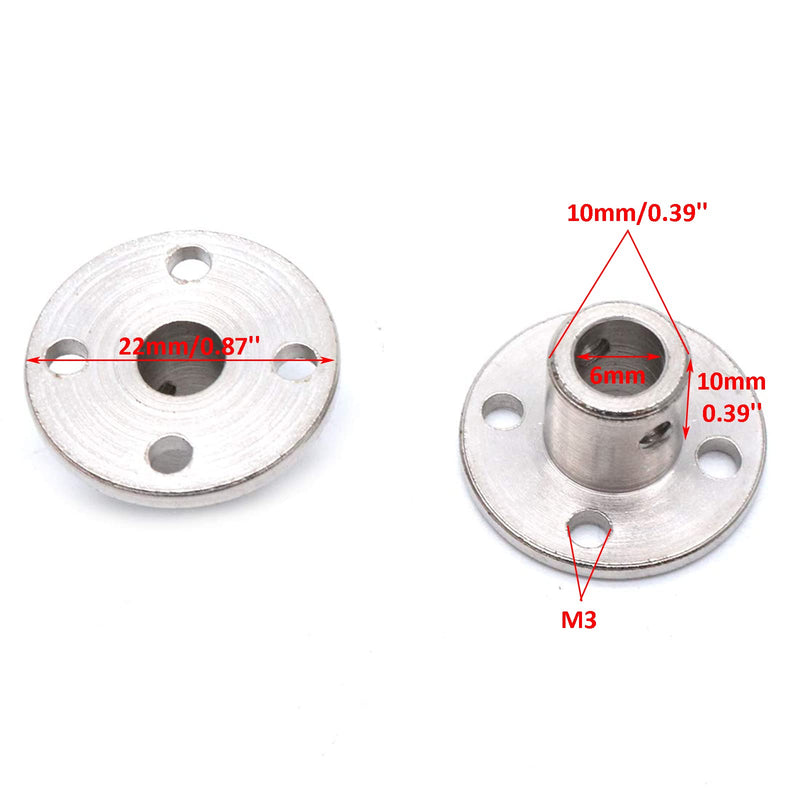 Sydien 4Pcs 6mm Rigid Flange Shaft Coupling Motor Guide Shaft Coupler Connector