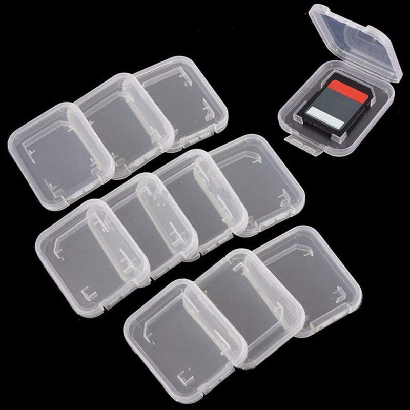 10 Pcs Plastic Memory Card Storage Case Compatible with SD MMC/SDHC PRO Duo White