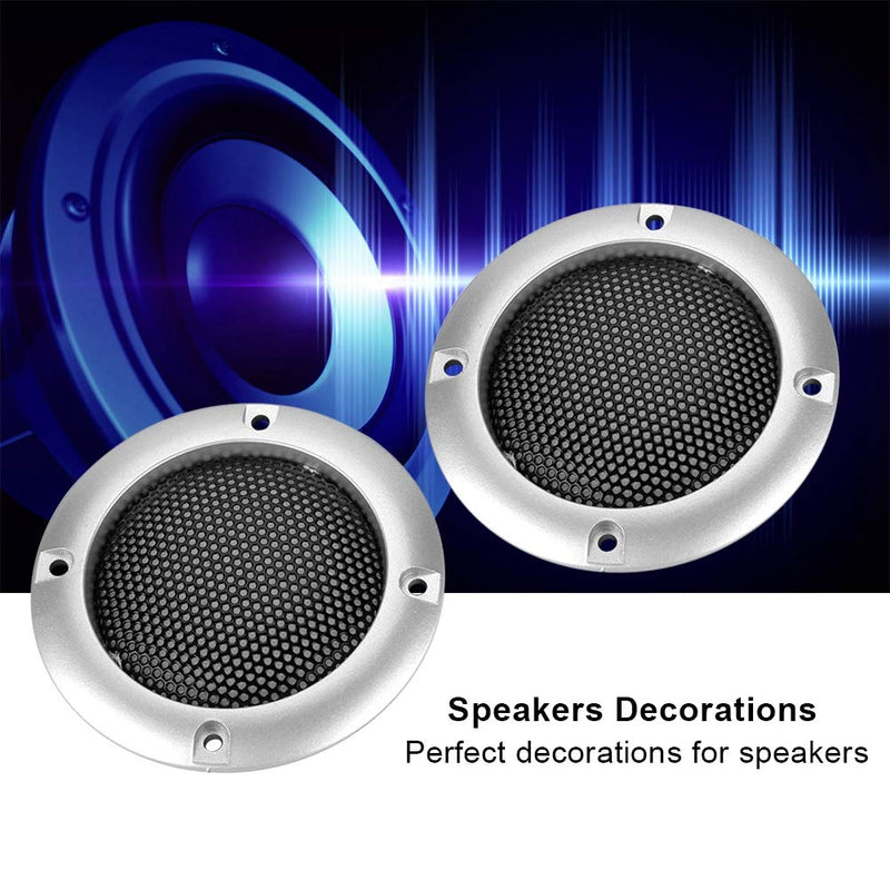 Zopsc 2PCS Compact Stereo Speaker Mesh Cover 2 inch Elegant Shatter Resistant Decorative Steel Mesh Circle Car Speaker Protective Cover (Plus 4 Screws)(Sliver) Sliver