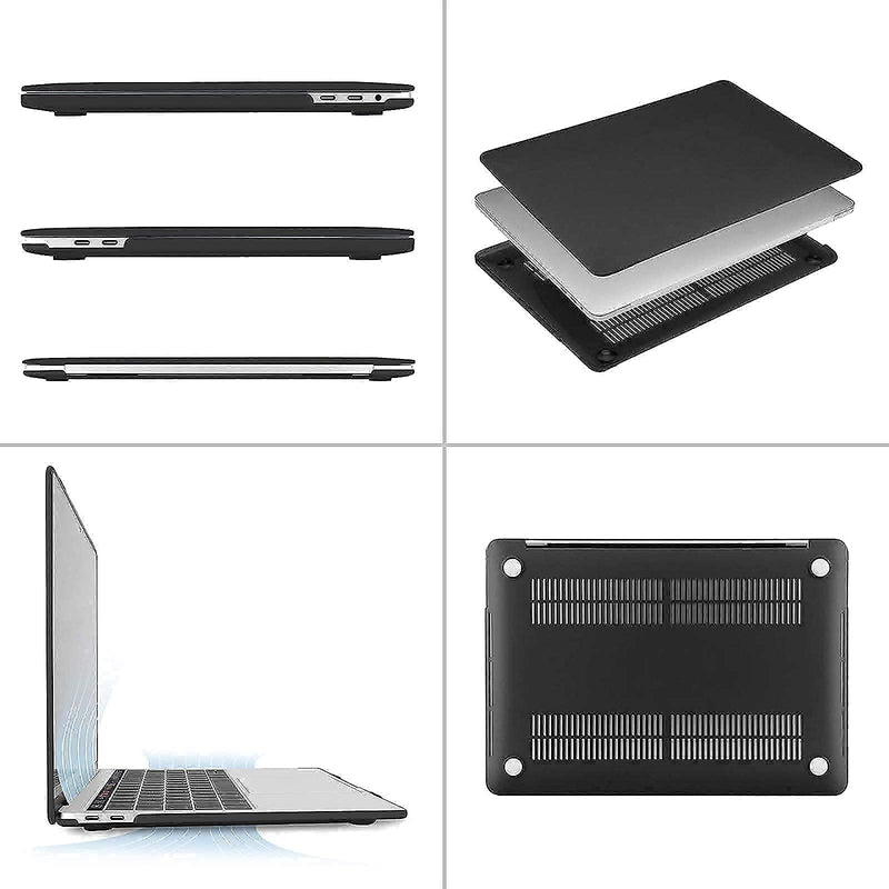 MOSISO Compatible with MacBook Pro 13 inch Case 2016-2020 Release A2338 M1 A2289 A2251 A2159 A1989 A1706 A1708, Plastic Hard Shell Case & Neoprene Sleeve Bag with Small Case, Black