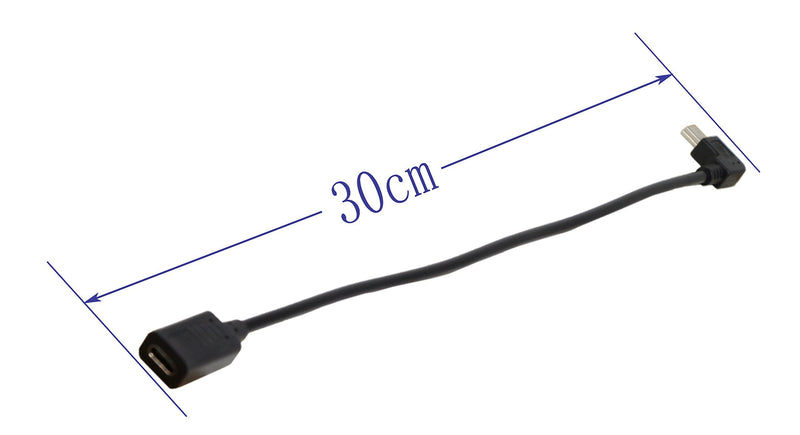 zdyCGTime (30CM) Mini USB to USB C Cable, USB Type C Female to 90 Degree Mini USB Male Extension Cable Simultaneously Data Sync and Charging Cable for Phonesã€Computersã€Tablets (90 Degree Mini USB)