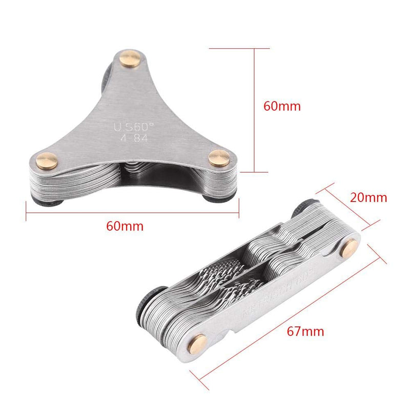 52 pieces thread template stainless steel screw pitch gauge 60 and 55 degree thread plug gage measuring tool Metric + imperial (52 pieces) (Metric+ imperial (52pc)) Metric+ imperial (52pc)