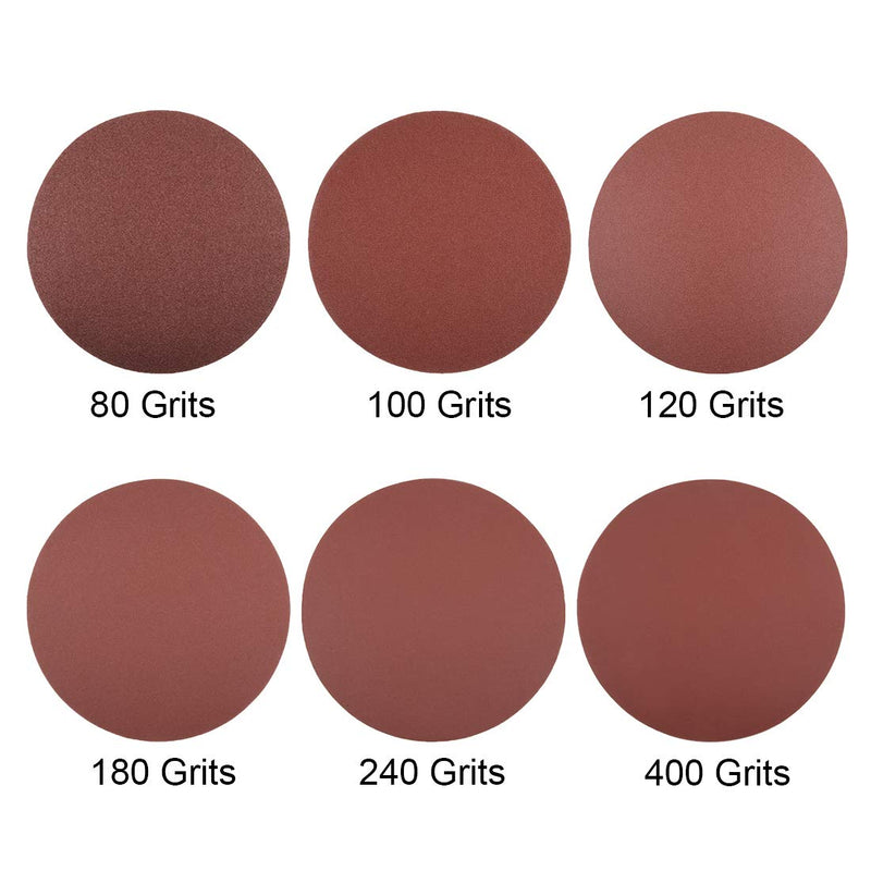 uxcell 8" Hook and Loop Sanding Discs 80/100/120/180/240/400 Grit Aluminum Oxide Sandpaper for Random Orbit Sander Dry Polishing 30pcs
