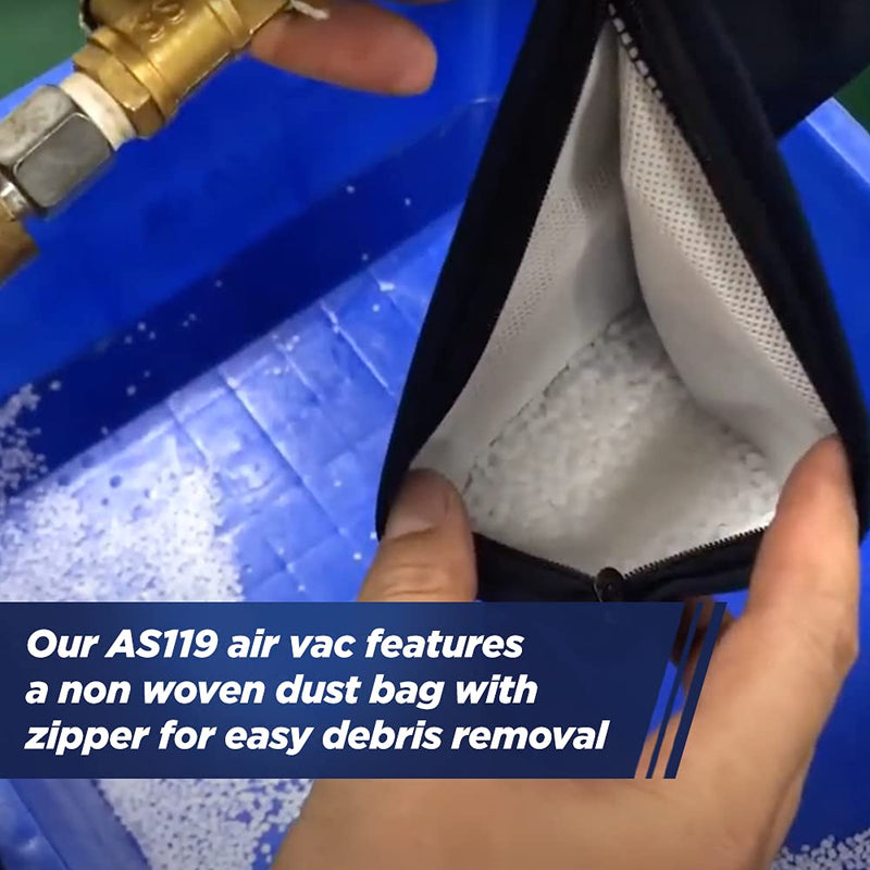 Le Lematec AS119 Pneumatic Vacuum Dual Function Shop Air Vacuum and Air Blow Gun with 6 Attachments (AS119)