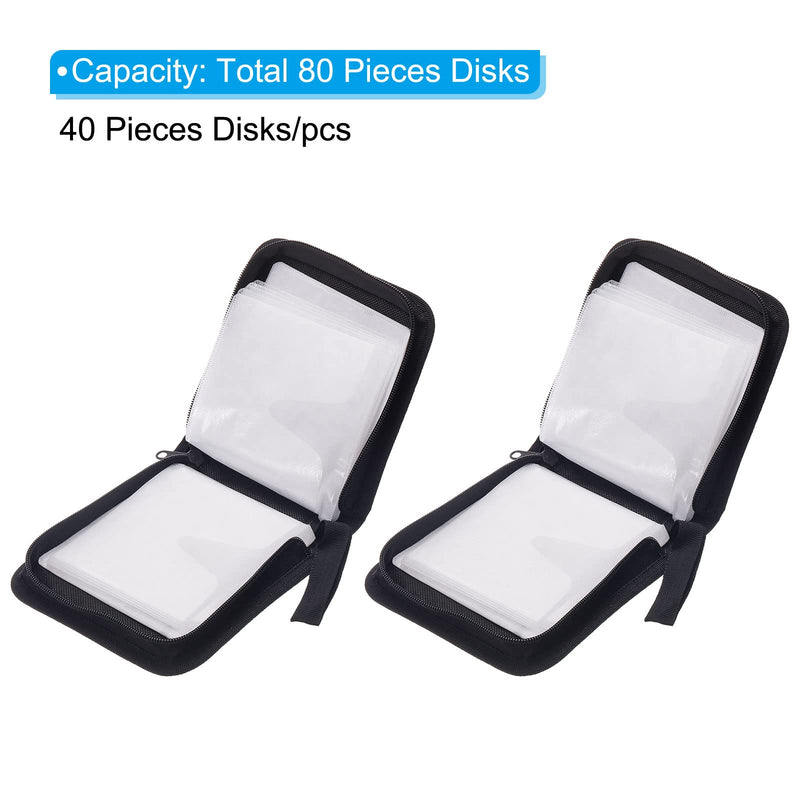 PATIKIL CD Case Holders, 2 Pcs Oxford Total 80 Capacity Waterproof Portable Disk Record Storage Dividers Wallet Organizer for Discs Collection Protection, Red