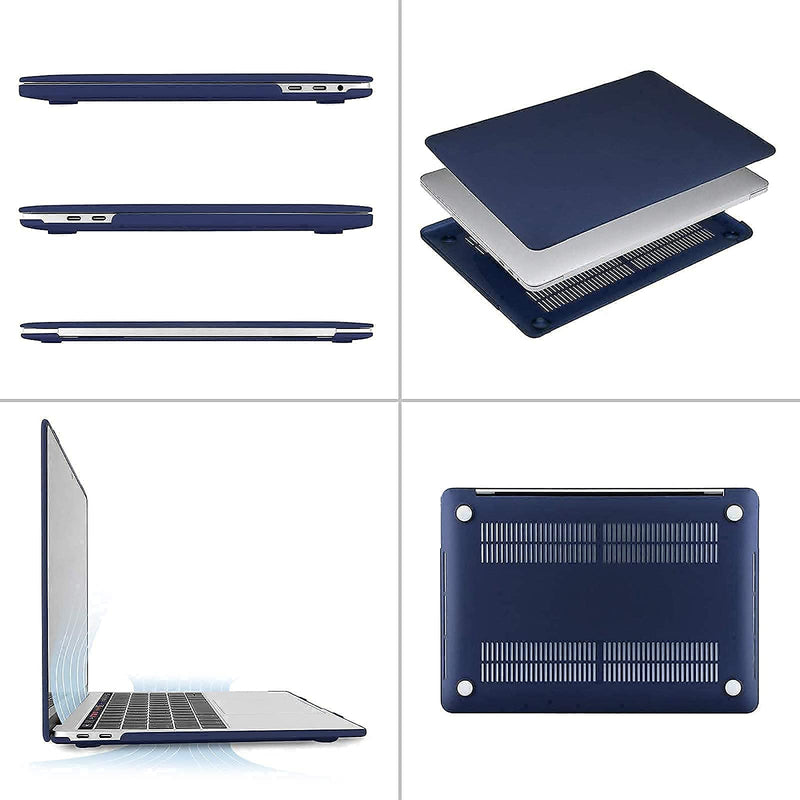 MOSISO Compatible with MacBook Pro 13 inch Case 2016-2020 Release A2338 M1 A2289 A2251 A2159 A1989 A1706 A1708, Plastic Hard Shell Case & Vertical Sleeve Bag with Pocket, Navy Blue