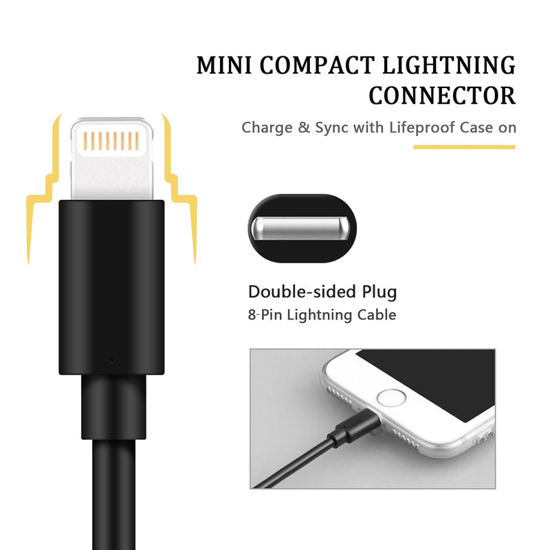 iPhone Charger Cord, 3-Pack 6FT MFi Certified Fast Charging Cable Data Sync Lightning to USB-A Cable Compatible with iPhone 12 Mini/Pro/Max/11/XS/XR/SE/8/7/6/Plus/iPad/AirPods, Black 3Pack-6ft