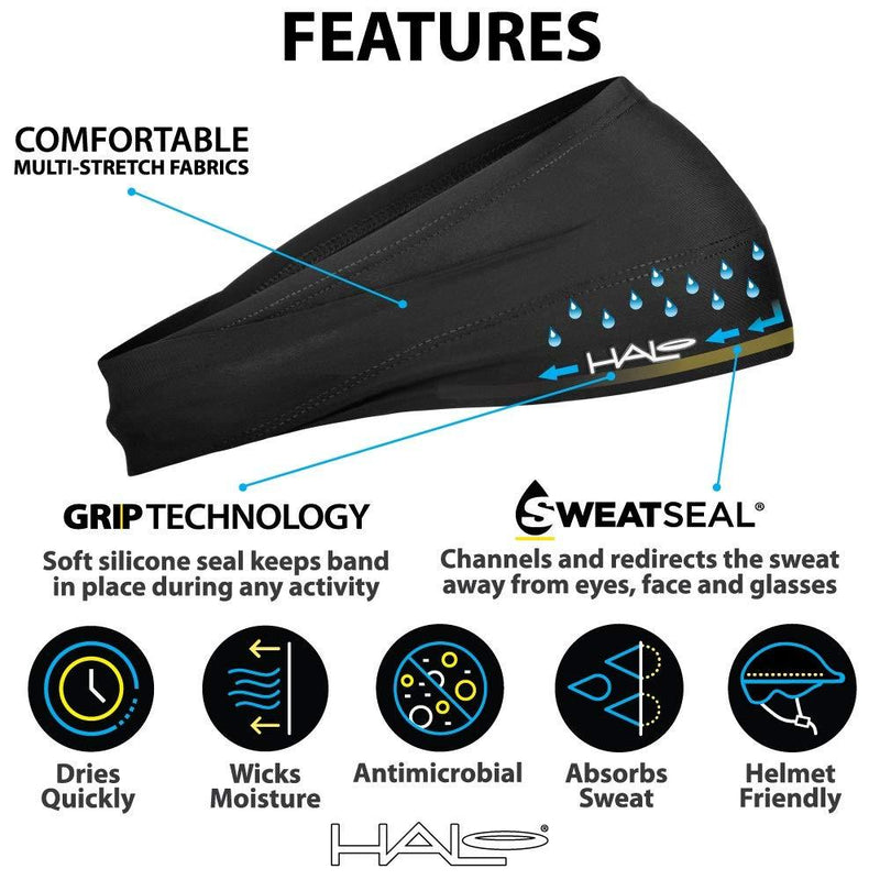 Halo Headband Bandit - 4" Wide Pullover Sweatband for Both Women and Men Charcoal