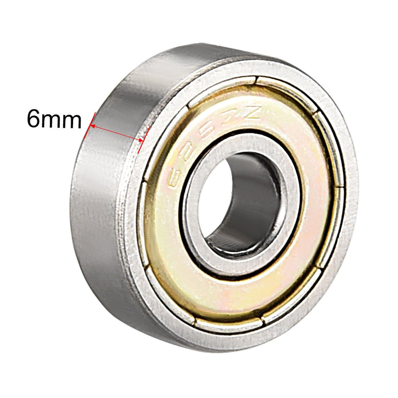 uxcell 626ZZ Ball Bearing 6mm x 19mm x 6mm Double Shielded 626-2Z 80026 Deep Groove Bearings, Carbon Steel (Pack of 10)