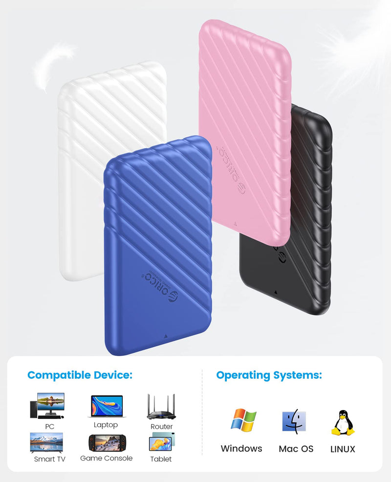 ORICO 2.5 inch External Hard Drive Enclosure USB 3.0 to SATA III for 7mm and 9.5mm SATA HDD SSD Tool Free [UASP Supported] Black (25PW1-U3) 25PW1-U3-BK