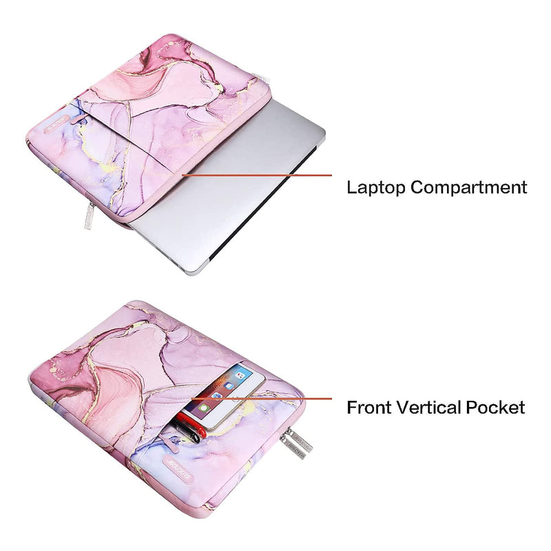 MOSISO Laptop Sleeve Compatible with 13-13.3 inch MacBook Pro, MacBook Air, Notebook Computer, Polyester Vertical Bag with Pocket Marble MO-MBH216 13.3 inch