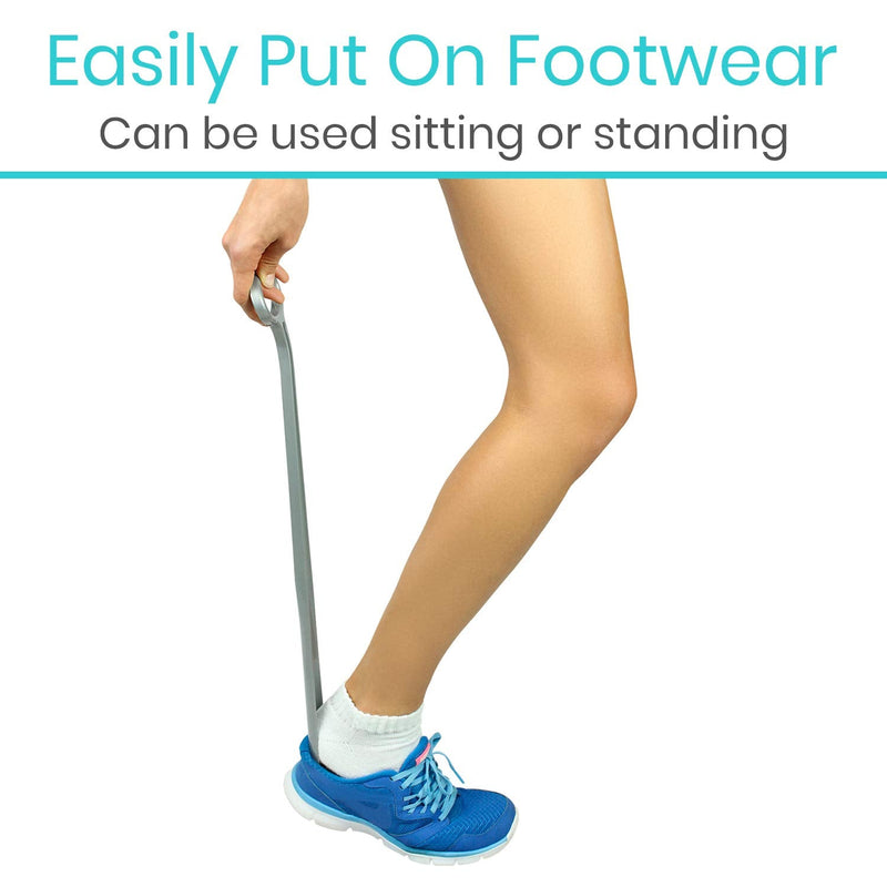 Vive Shoe Horn - 24" Long Handled, Extended Reach ShoeHorn for Women, Men, Kids, Seniors, Elderly, Handicap, Disabled - Plastic Boot Horn - Extra Large Tall Handle Dressing Aid Giant Helper Tool