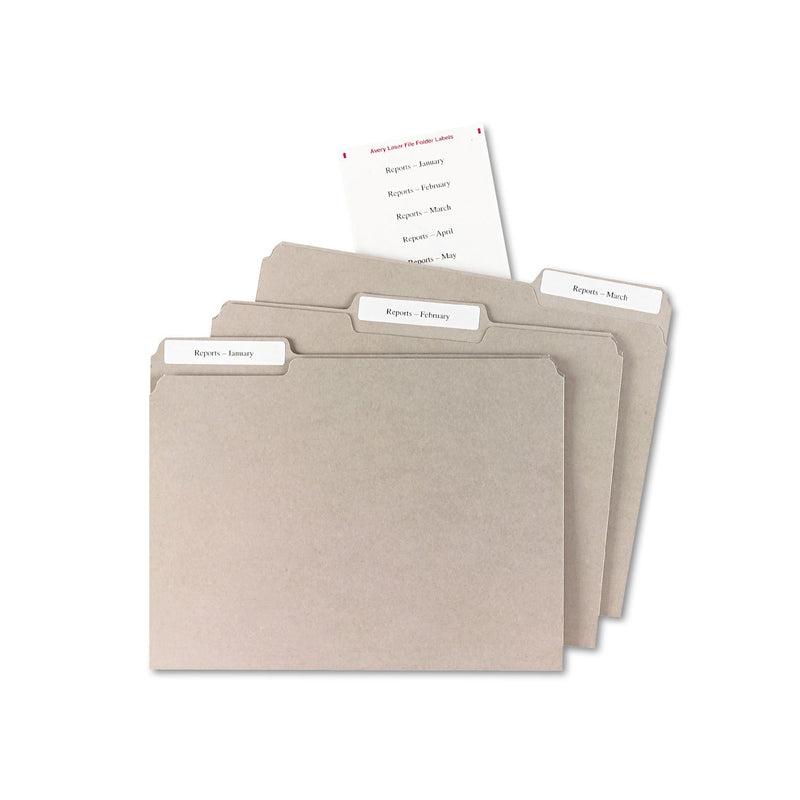 Avery 2181 File Folder Labels on Mini Sheets, 2/3 x 3 7/16, White, 300/Pack