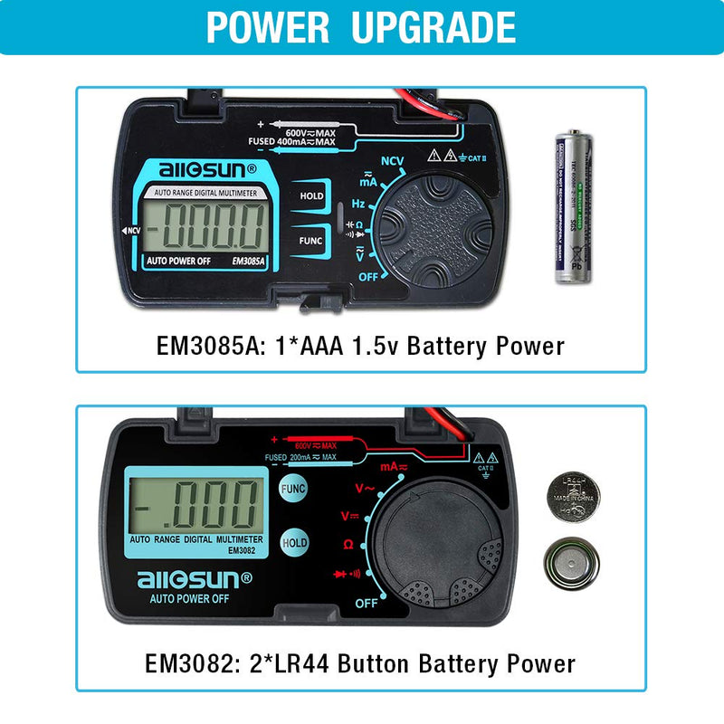 allsun em3085a 3 3/4 Digits Auto Ranging Pocket Digital Multimeter Mini Electrical Mete AC/DC Ohm Volt Amp Capacitance Frequency Diode Continuity LCD Home Measuring Tool Autoranging