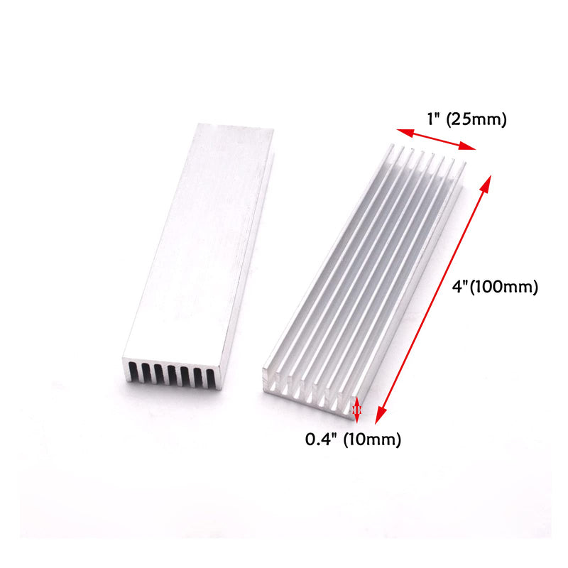 Antrader 6pcs 100mm x 25mm x 10mm Aluminum Heatsink for IC MOSFET SCR