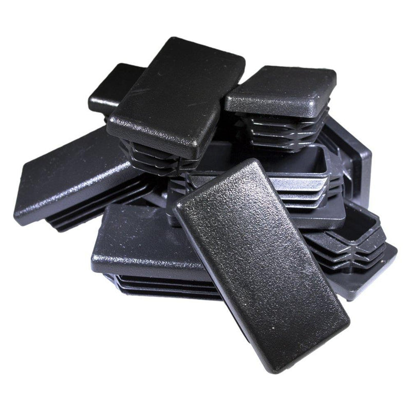 Prescott Plastics 1 x 2" Inch Rectangle Plastic Plug Insert (10 Pack), Black End Cap for Metal Tubing, Fence, Glide Insert for Pipe Post, Chairs and Furnitures 50