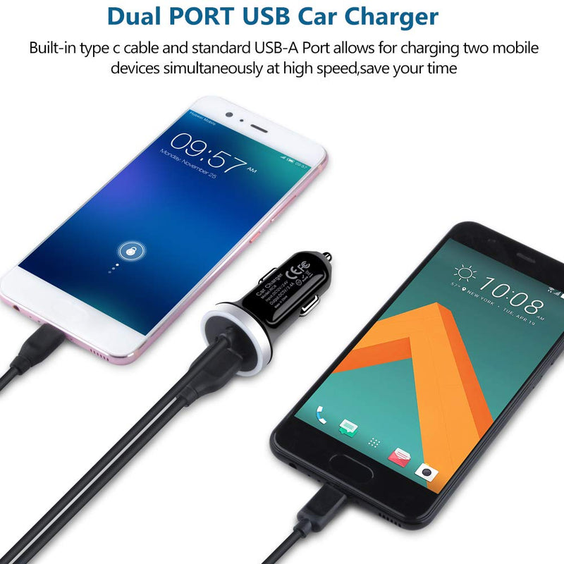 USB C Car Charger, 3.4A Fast Charging Car Adapter+3ft Type C Cable for Samsung Galaxy S22 S21 S20 S10 Note 20 A10E A20 A50 A51 A01 A71 A11, LG Stylo 6/5/4 G8 G7 V60 ThinQ Moto G8 G7 Google Pixel 4 3a