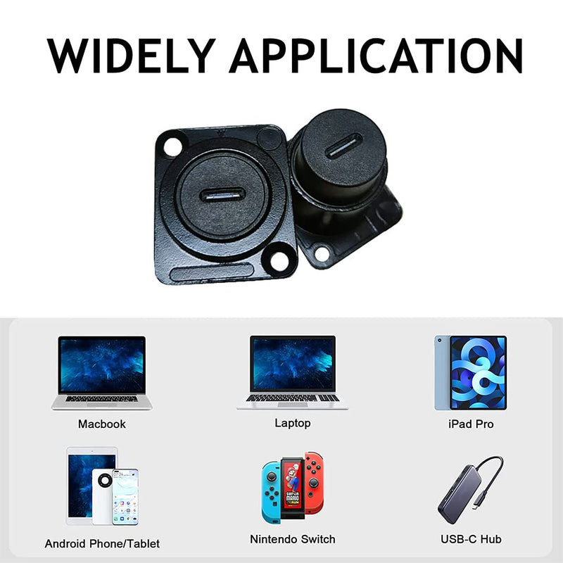 PENGLIN 2PCS USB 3.1 Type C Panel Mount Coupler, D-Type Module USB C Pass Through Connector, Female to Female Bulkhead Extension Adapter