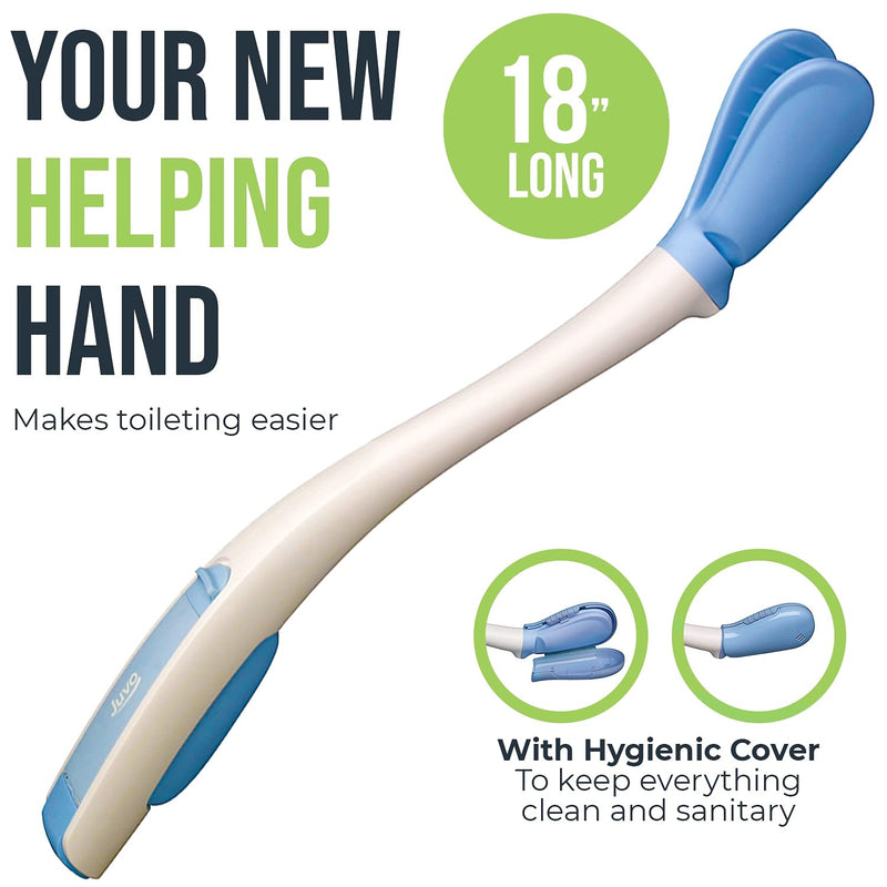 Juvo Toilet Aid - 18” Long Reach Personal Wiping Aid with Hygienic Cover - Easy Use Comfort Self Wiper for Toileting (SATA01) Original Toilet Aid
