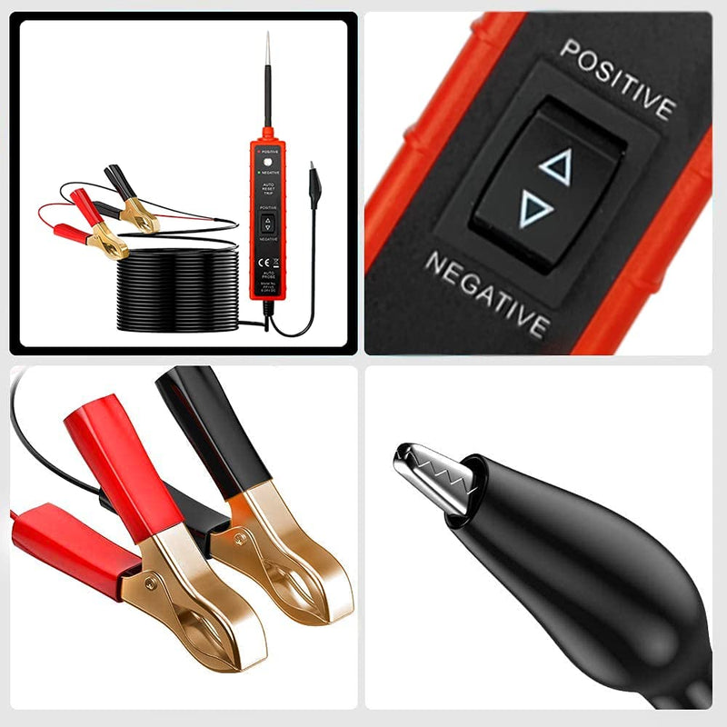 ZKTOOL 6-24V car circuit tester, electrical tester with circuit probe, continuity tester, current tester, voltage tester for test lamp, polarity test, open circuit test, diode test, ground test, power meter