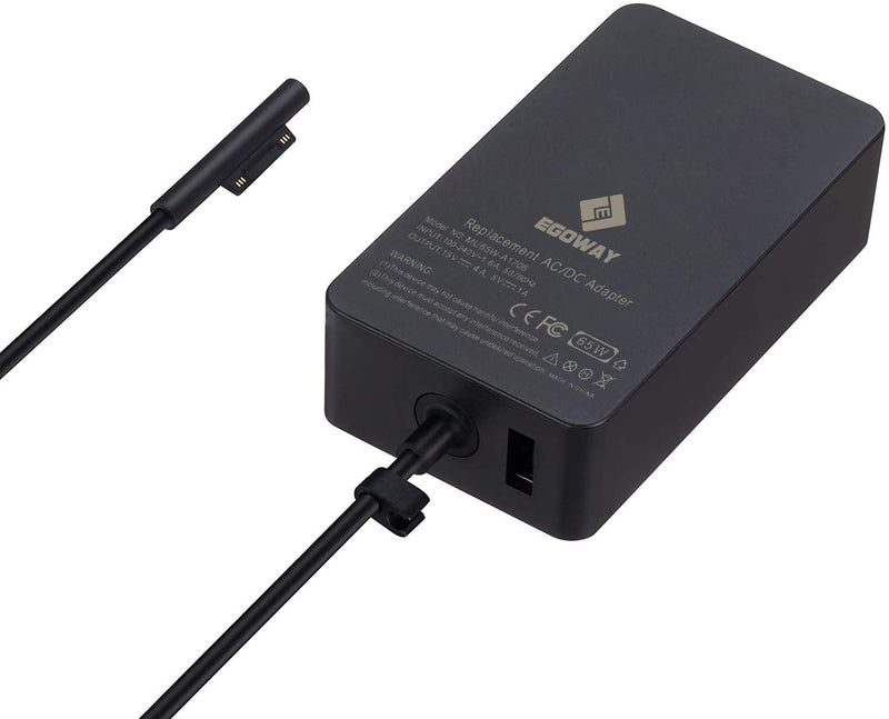 Surface Pro Charger, E EGOWAY 65W 15V 4A AC Power Supply Adapter Compatible with Surface Pro X 7 6 5 4 3 Surface Laptop 3 2 1 Surface Book Surface Go with Wall Plug and 6ft Power Cord