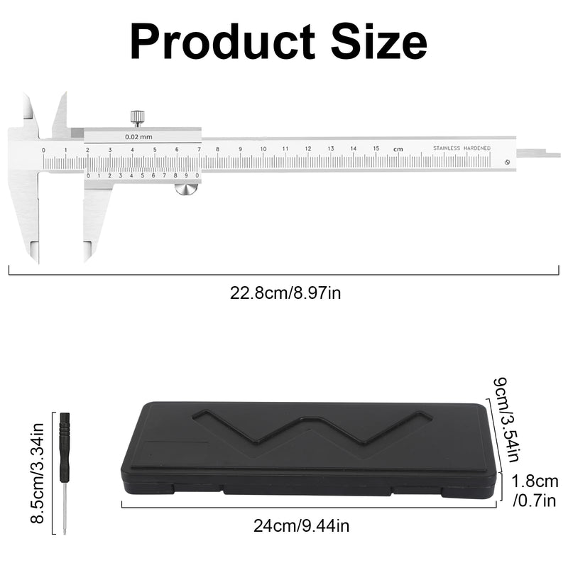 Stainless steel caliper, 150 mm precision caliper with locking screw, splash-proof and dust-proof caliper for household and industrial measurement silver