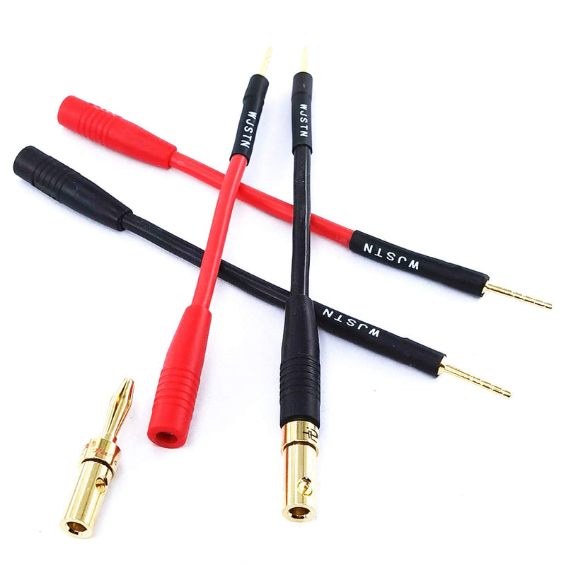 WJSTN 016 2mmBanana Plug Screw Type to 4mm Banana Socket Audio Converter Speaker Cable Connector 4 Pack