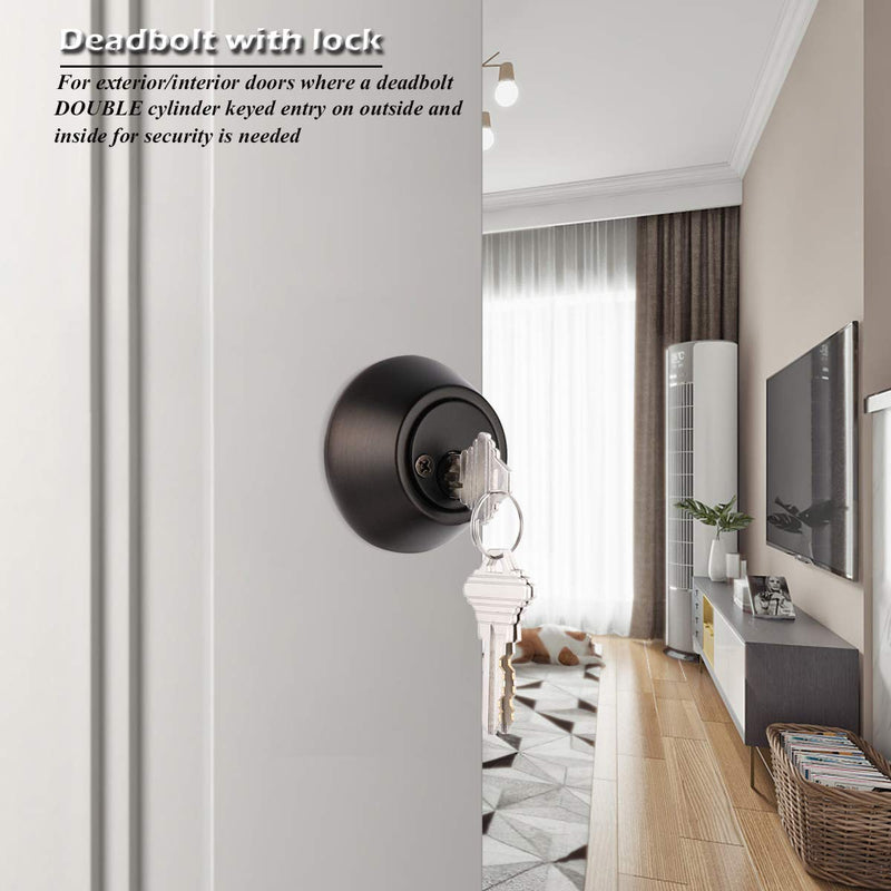 Oil Rubbed Bronze Keyed Double Cylinder Deadbolts with Keys 1Pack 1 Pack Oil Rubbed Bronze Double Deadbolt
