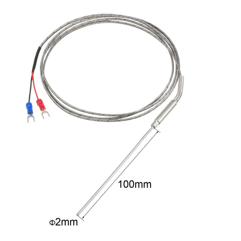 uxcell K Type Thermocouple 2mmx100mm Temperature Sensor Probe with 1.5M Cable 32-1472F/0-800C