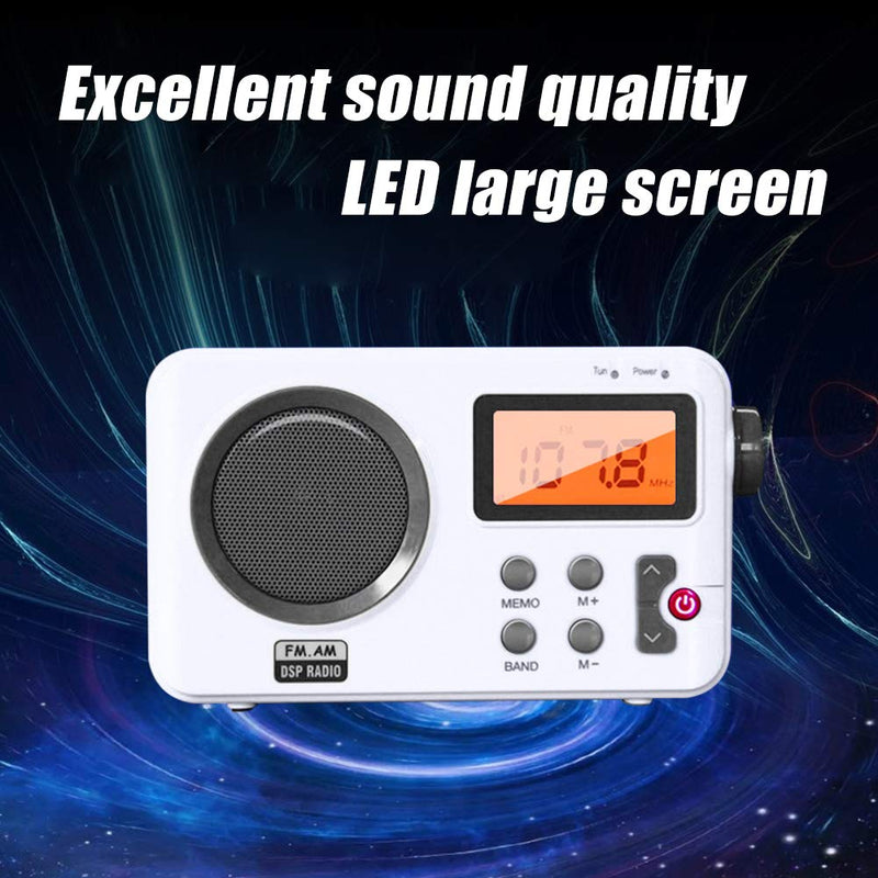 Shower Radio Speaker, Portable LCD Display Stereo Radio with AM/FM Radio/RDS System Long Playback Time Radio with Preset 20 Radio Stations for Bathroom, Hot Tub, Outdoor(White) white