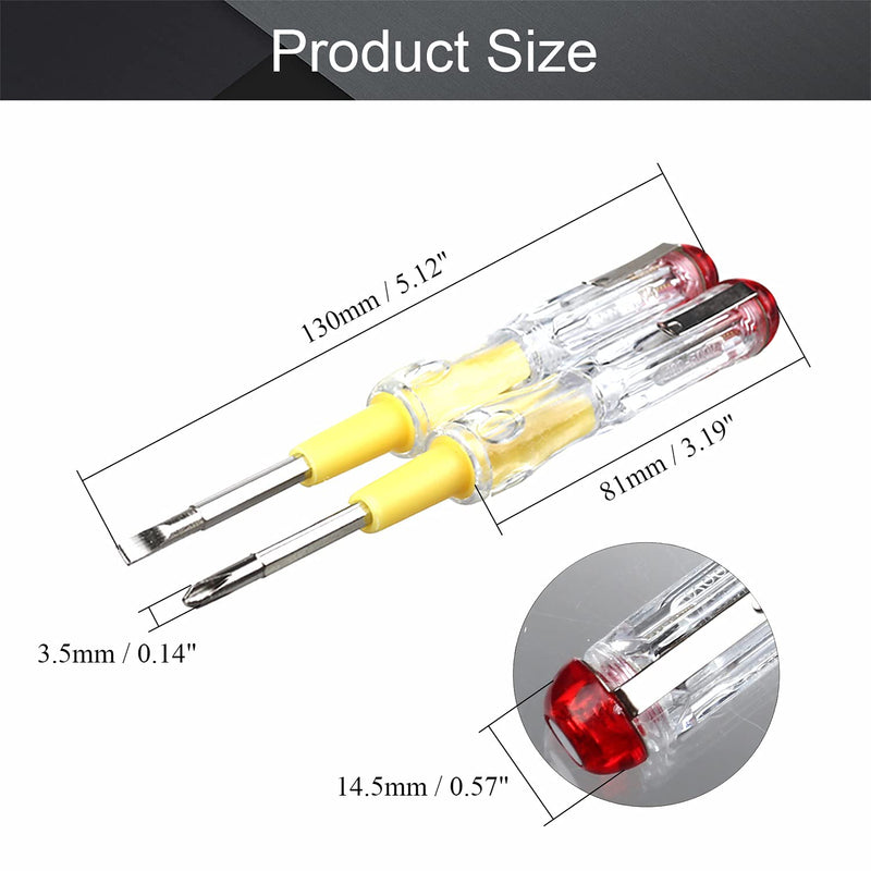 Fielect 10pcs Tester Screwdriver, Circuit Tester Pen Electric Contact Voltage Tester Dual Head Slot Phillips Screwdriver Detector 100-500V