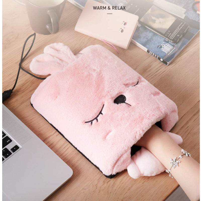 Heated Hand Warmer Mouse Mat-[Newest 2020 ] USB Heated Mouse Pad Winter Warm Plush Electric Hand Warmer with Wrist Support Timing Switch and Temperature Adjustable Features, Cool Winter Gift (Pink) (Pink)