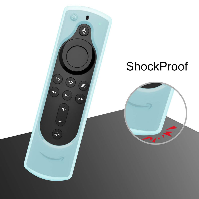 CaseBot Remote Case for Fire TV Stick (2nd and Later) / Fire TV Stick Lite/Fire TV Stick 4K / Fire TV Cube - Anti-Slip Silicone Cover for Alexa Voice Remote (2nd Gen and 3rd Gen), Blue-Glow Blue Glow in the Dark