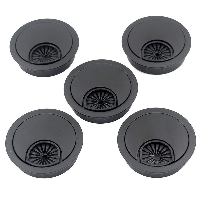 DGOL 5 pcs 1-7/8 inch (48mm) Metal Desk Grommet Cable Cord Wire Hole Cover Outlet Port (MATT Black) MATT BLACK