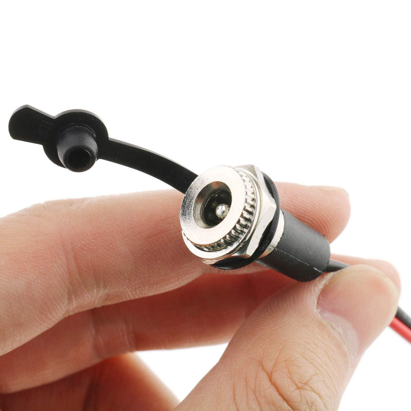 E-outstanding 5.5x2.5mm Female DC Power Jack 5PCS DC-099A DC Female Panel Mount Charging Wire Threaded Socket Connector with Dustproof Plug IP67 68 Water-Proof Large Current Power Adapter