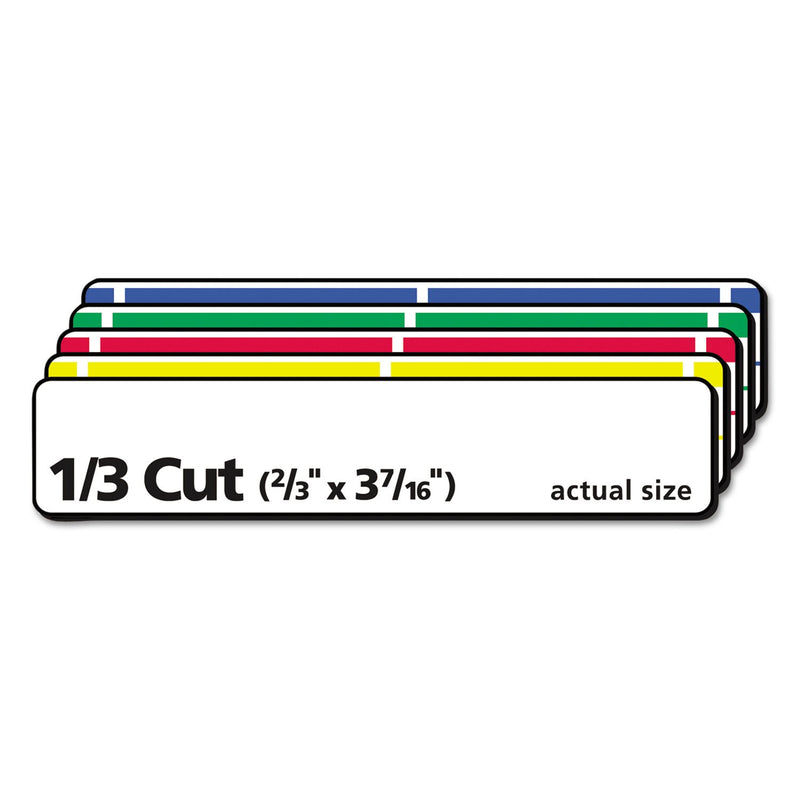 Avery 5266 Permanent Filing Labels, 1/3 Cut, 750/PK, RD/BE/GN/PE/YW