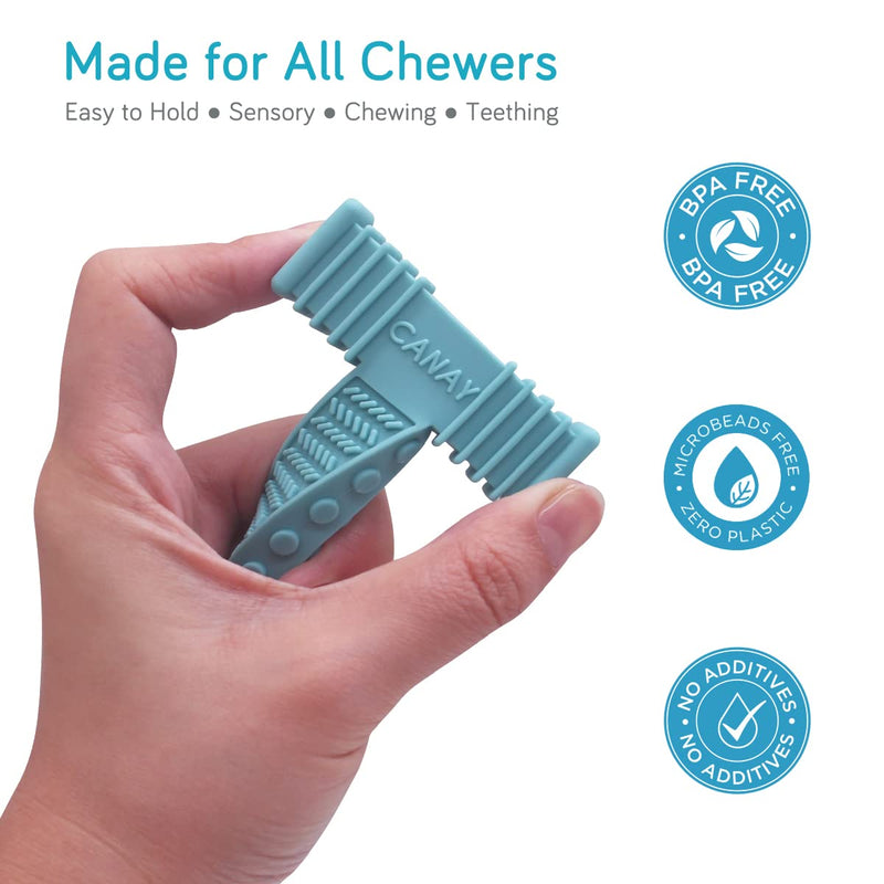 Sensory Chew Toys for Autistic Children (0-12 Years Old), Teething, Oral Motor Stimulation, ADHD, SPD - Silicone Teether Toys for Kids with 3 Unique Textures (2Pack)
