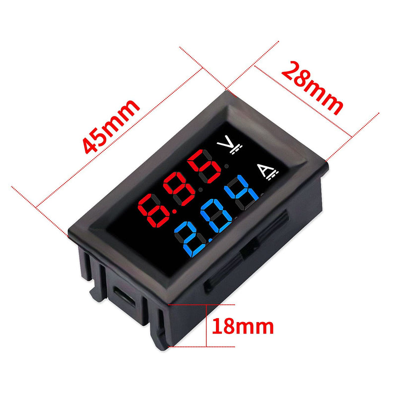 DaFuRui 2Pack Dual Display Volt Amp Meter DC Voltmeter Ammeter LED Digital DC 4.5-100V/50A Voltage Current Measurement Meter with Shunt
